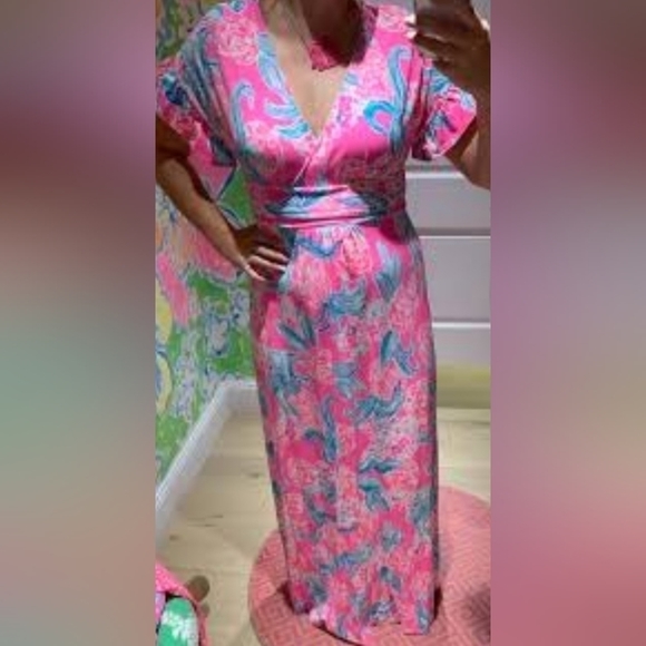Lilly Pulitzer Jessi Maxi Dress in Prosecco Pink Pinking Positive. NWT - Picture 2 of 3